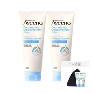 아비노 NEW 더멕사 아토 데일리 에몰리언트 바디크림, 200ml, 2개 + 증정 (코듀로이 미니백, 1개  + 애몰리언트 바디크림, 15ml, 2개)