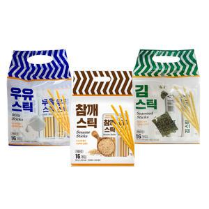 키즈웰 스틱과자조합 256g 우유스틱1개+참깨스틱1개+김스틱1개/막대과자/무료배송