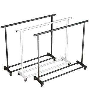 이동식 행거 1단 2단 옷매장 대형 철제 100cm 120cm 150cm 블랙 화이트 더블옷걸이 바퀴 이동 고정식