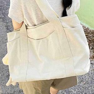 [라일리] Rly 캔버스 버킷백 에코백 가벼운 숄더백 여성 베이지