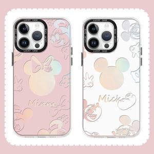 디즈니 미키 미니 마우스 휴대폰 케이스 갤럭시 S24 S23 S22 S21 S20 FE 울트라 플러스 M53 5G 무광 레이저 그라디언트 커버