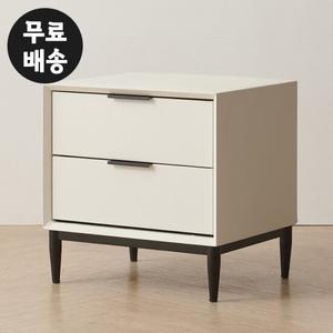 벨로 가죽 침대옆 협탁 2단 선반 서랍장(아이보리)