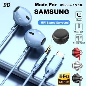인이어 유선 C타입 헤드폰, 하이파이 3.5mm USB 마이크 이어폰, 음악 이어버드, 아이폰 16, 15, 삼성 S24,