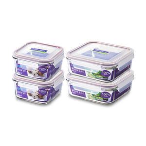 [세트]글라스락 퍼플에디션 실속 정사각 4조(490ml 2조+850ml 2조)