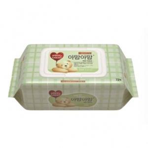 아망아망 프리미엄 물티슈 72매 450g 캡형 휴대용 아기 신생아 도톰한 두꺼운 엠보싱 70gsm