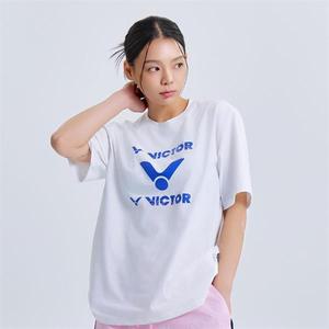 빅터 배드민턴의류 오버핏 반팔 티셔츠 화이트  VT25ATS006U