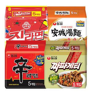 봉지라면 혼합 20봉(신라면5봉+짜파게티5봉+진라면매운맛5봉+안성탕면5봉)
