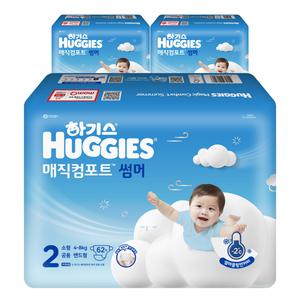 하기스 2024 안심 흡수 아기기저귀 매직컴포트 썸머 밴드형 남여공용 2단계 186매