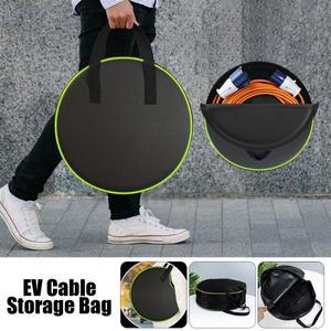 차량용 충전 케이블 가방 검정색 옥스포드 천 방수 원형 보관 도구 운반 40cm