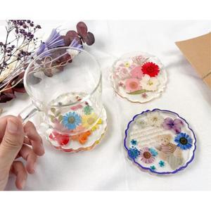쉬운 투명 레진아트 압화 꽃 컵받침 티코스터 만들기 키트 사용편리 재밌는 유치원놀이 DIY