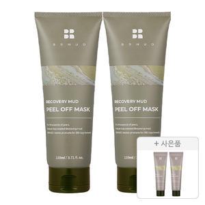 비알머드 리커버리 머드 필오프 마스크, 110ml, 2개 + 증정 ( 리커버리 머드 마스크 30ml, 2개 )