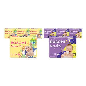 NEW 보솜이 팬티기저귀 대형 액션핏  30입, 4팩 1개+ 메가드라이  30입, 4팩 1개