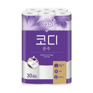 코디 천연펄프 순수 30m, 30롤, 1개