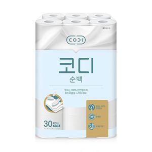 코디 천연펄프 순백 30m, 30롤, 1개