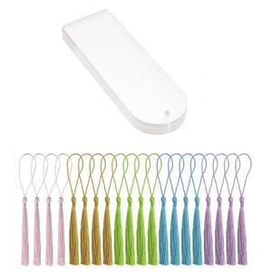 빈투명 아크릴 책갈피 20Pcs 직사각형 공예 마커  Tassels