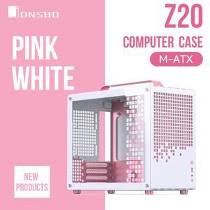 JONSBO Z20 핑크 화이트 MATX 섀시 20L 분리형 핸들 케이스 163mm 공냉식 그래픽 카드 Type-C 데스크탑 소