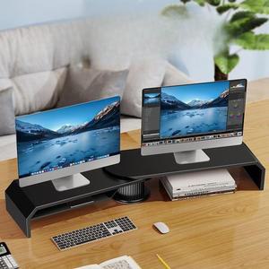 듀얼 모니터 받침대 정리대 서랍 코너형 PC 원목 수납 80CM 사무실 컴퓨터