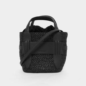 헬렌카민스키 25SS 아이코닉 라피아 와이드 브레이드 스몰 여성 토트백 BAG51960 CHARCOAL BLACK