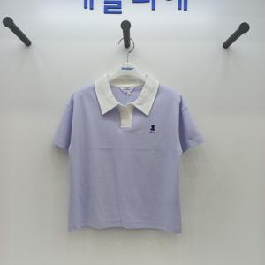 [에꼴리에]4부 배색 오픈 카라티(24B1464 PU)
