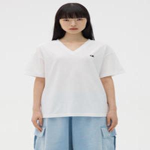 [오아이오아이컬렉션]스몰 로고 브이넥 오버핏 티셔츠 [WHITE]