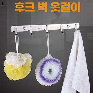 (힘찬)후크벽 옷걸이사각 5단x2개용품 정리 소품 열쇠 다용도 리빙 부착고리 타공식 부착식