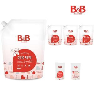 [비앤비]유아 섬유세제 1500ml 리필형 4입+증정품 800ml 2입(세제 1 유연제 1)
