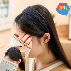 오리엔탈 레이스 헤어밴드 네이비 편한머리띠 굵은머리띠 넓은머리띠