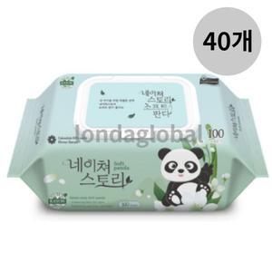 네이쳐스토리 판다 저자극 아기 물티슈 캡 100매 40개
