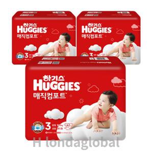 하기스 매직 컴포트 뉴 밴드 공용 3단계 기저귀 62 x3