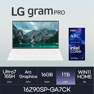 HMC/ LG 그램 프로16 / 16Z90SP-GA7CK - 16GB / NVMe 1TB / WIN11H / 코어 울트라7-155H / 400nit
