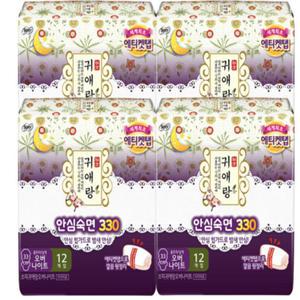 쏘피 귀애랑 한방 생리대 오버나이트 12Px4팩