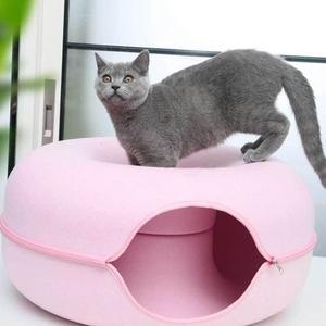 핑크 고양이 도넛 냥이집 고양이집 고양이침대 펠트 (WFFTO3O)