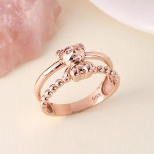 14K 큐빅 골드베어 레이어드 두줄 반지 YAR40885