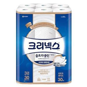 [기타]크리넥스 울트라클린 아쿠아 비데3겹 30M 30롤 x1팩