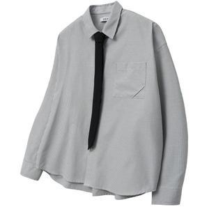 SEEZ [데일리룸 X 시즈] 오디너리 크롭 스트라이프 셔츠 [WHITE] 단품/SET