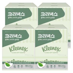 크리넥스 클래식 소프트 숲속향 미용티슈 180매X6개입 4팩