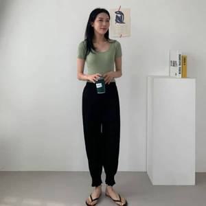 [디작소]여성 팬츠 바지 데일리 라번드 주름 밴딩 조거