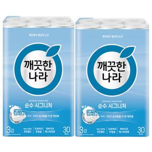 깨끗한나라 순수시그니처 광폭 107mm 28m 30롤 2팩