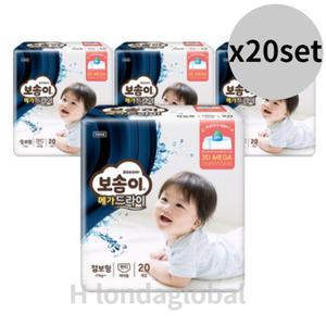 보솜이 메가드라이 여아용 점보 팬티 기저귀 20매 X80팩