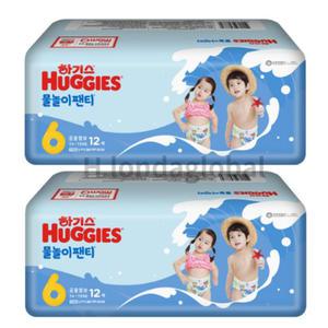 하기스 물놀이 수영장 팬티 기저귀 점보 6단계 12매X2팩