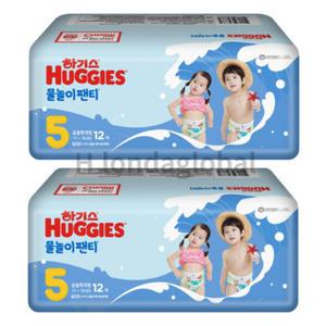 하기스 물놀이 수영장 팬티 기저귀 특대 5단계 12매X2팩