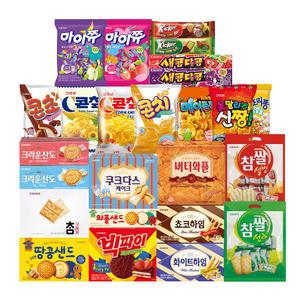 [블루스마일백 증정] 크라운 BEST 박스과자 실속 종합세트 / 개별포장 탕비실간식 추천