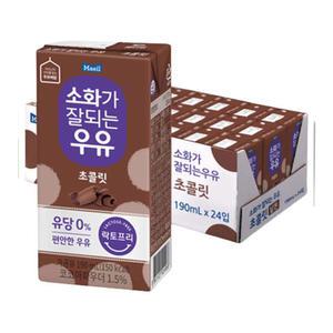 [소비기한 임박] 소화가잘되는우유 초코, 190ml, 24개