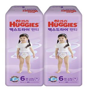 2023 하기스 맥스드라이 팬티 6단계 여아 38매 x 2
