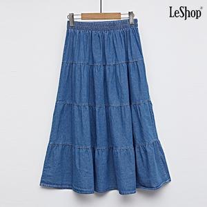 [르샵]데일리 밴딩 데님 캉캉 롱 스커트 (DO1WH006A)