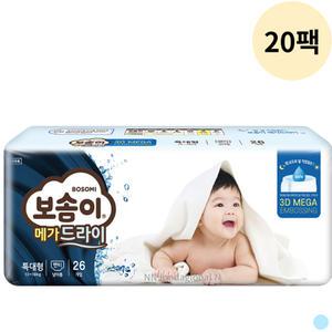 보솜이 메가드라이 팬티 남아 기저귀 특대형 26p 20팩