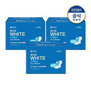 화이트 수퍼흡수 생리대 날개형 오버나이트 14개입 x 3개