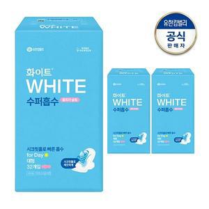화이트 수퍼흡수 생리대 날개형 대형 32개입 x 3개