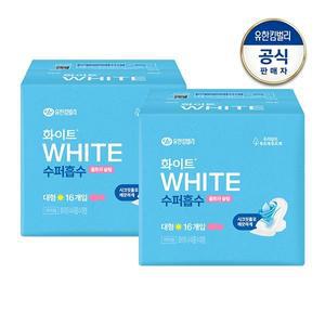 화이트 수퍼흡수 생리대 날개형 대형 16개입 x 2개