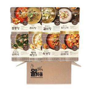 [기타]아워홈 즉석국 8종 미역국+해장국+육개장+김치찌개+짬뽕탕+추어탕+갈비탕+도가니탕 1개씩